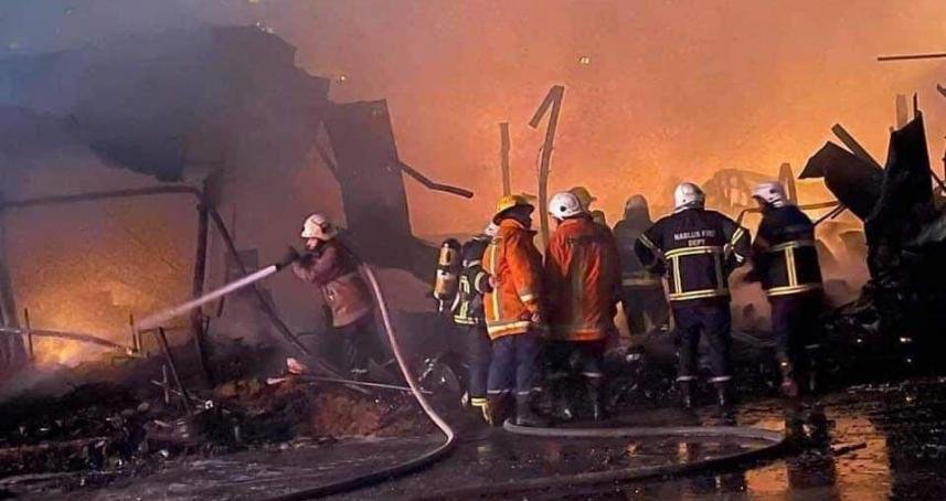 حريق مجمع نابلس الشرقي