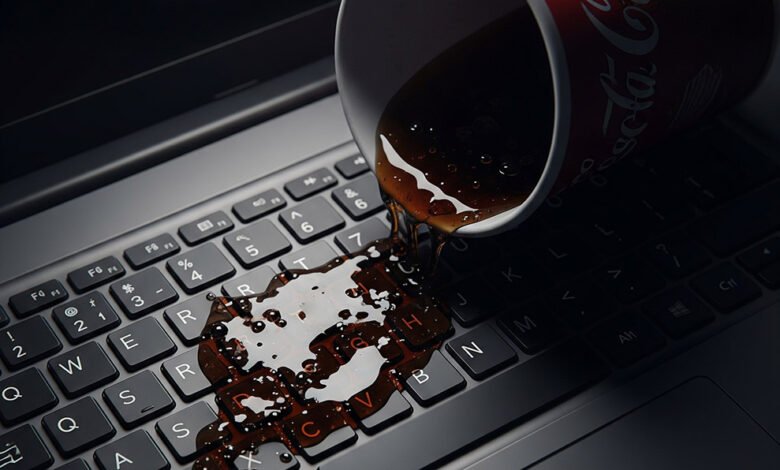 ماذا تفعل إذا انسكب الماء أو القهوة على حاسوبك المحمول؟